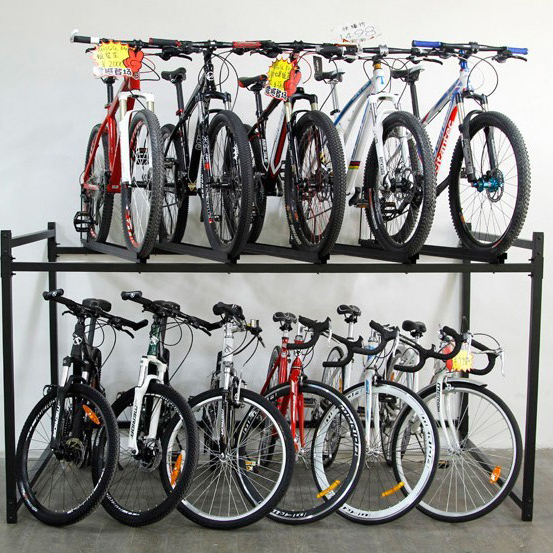 Support d'affichage de stockage de stationnement de cycle de vélo à deux niveaux à deux niveaux